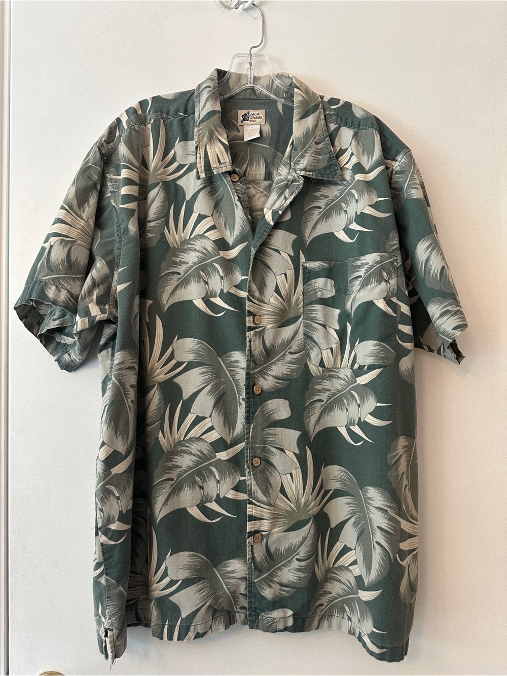 Cherokee Green and Cream Tropical Button-Down Shirt